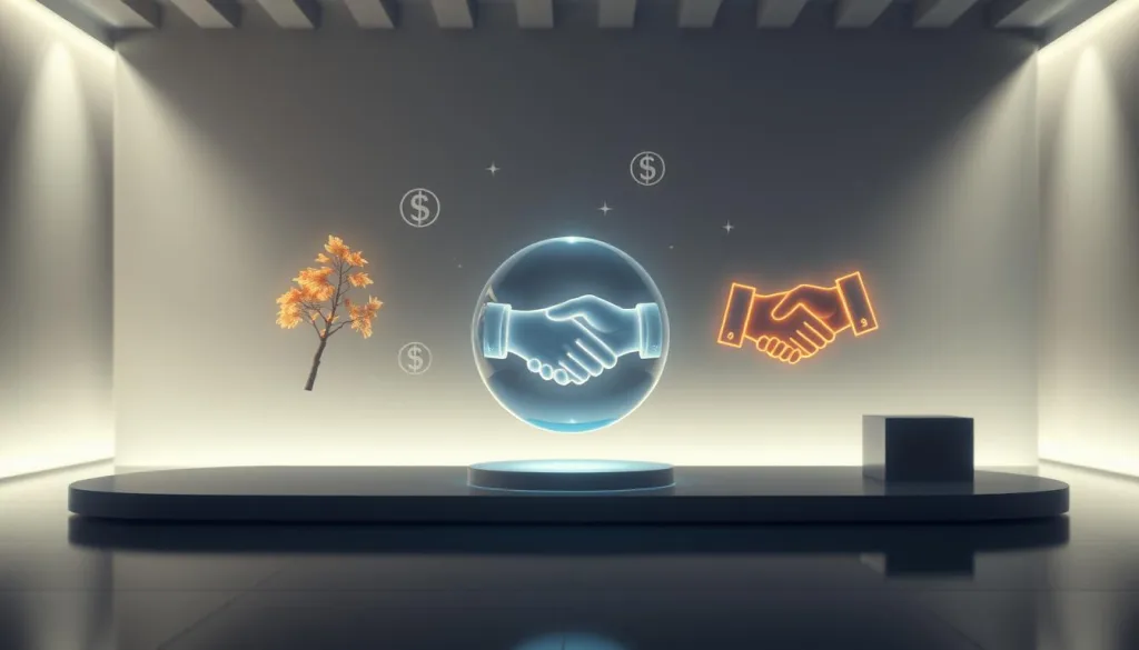 A futuristic, hyper-realistic vision of the most prevalent insurance myths in the year 2025. Against a sleek, minimalist backdrop, a collage of symbolic iconography hovers in mid-air - a crystal ball, a money tree, a pair of handshakes, all cast in a dreamlike, holographic glow. Precise, cinematic lighting casts dramatic shadows, creating a sense of depth and mystery. The overall atmosphere is one of technological innovation, financial uncertainty, and the enduring power of misinformation. Shot on a Sony A7R IV with a 70mm lens, this image captures the nuanced complexities of the modern insurance landscape with a polarizing, hyper-candid perspective.